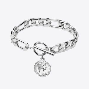 Chunky Chain Toggle Clasp Coins Bracelet